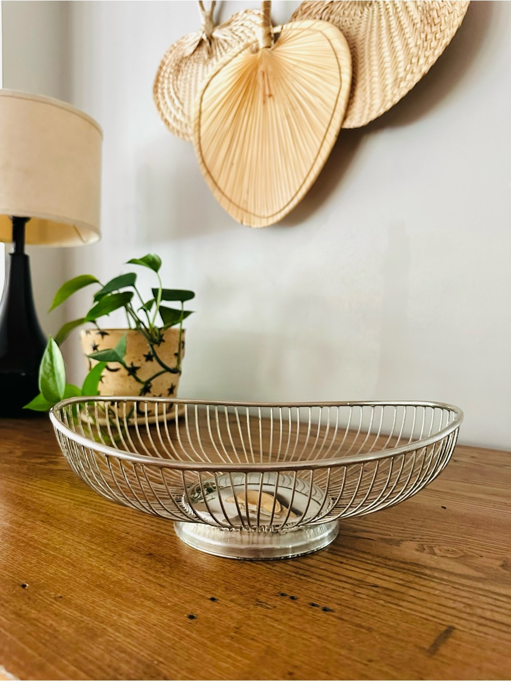 Vintage Midcentury silver fruit/bread basket bowl